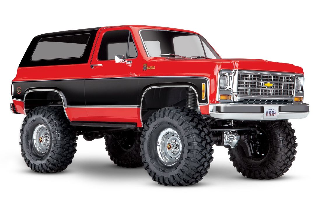 Traxxas TRX-4 Scale and Trail Crawler with 1979 Chevrolet Blazer Clipless Body: 4WD Electric Truck with TQi Traxxas Link Enabled 2.4GHz Radio System (Requires Battery and Charger -Sold Separately) - Red