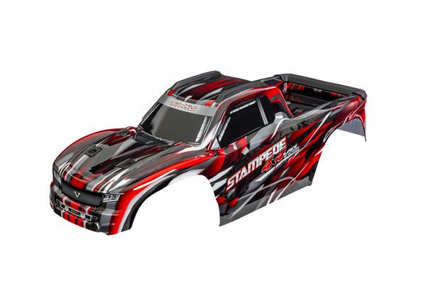 Traxxas Body, Stampede® 4X4 VXL, blue (painted, decals applied) (assembled with front & rear body mounts and rear body support for clipless mounting) - Red