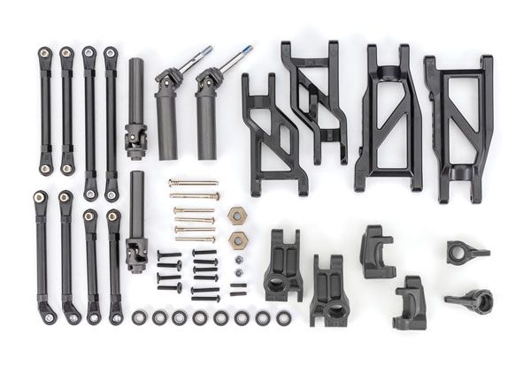 Traxxas Outer Driveline & Suspension Upgrade Kit, extreme heavy duty, black (fits Rustler 2WD or Stampede 2WD)