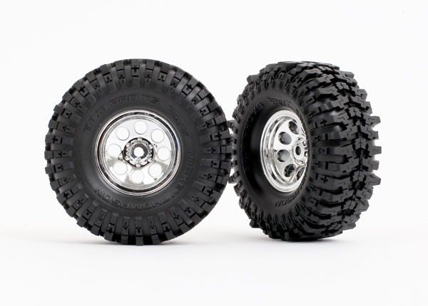 Traxxas Tires & Wheels, Assembled (Chrome 1.0" Wheels, Mickey Thompson Baja Pro™ XS 2.4x1.0" Tires) (2)