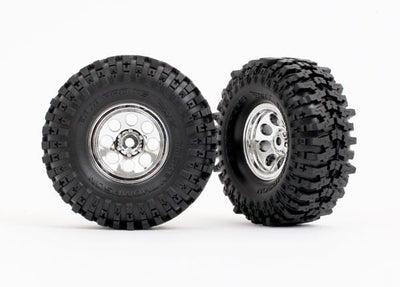 Traxxas Tires & Wheels, Assembled (Chrome 1.0" Wheels, Mickey Thompson Baja Pro™ XS 2.4x1.0" Tires) (2)