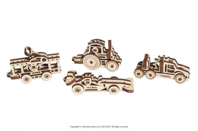 Ugears U-Fidget Vehicles (4 Models) - 62 Pieces