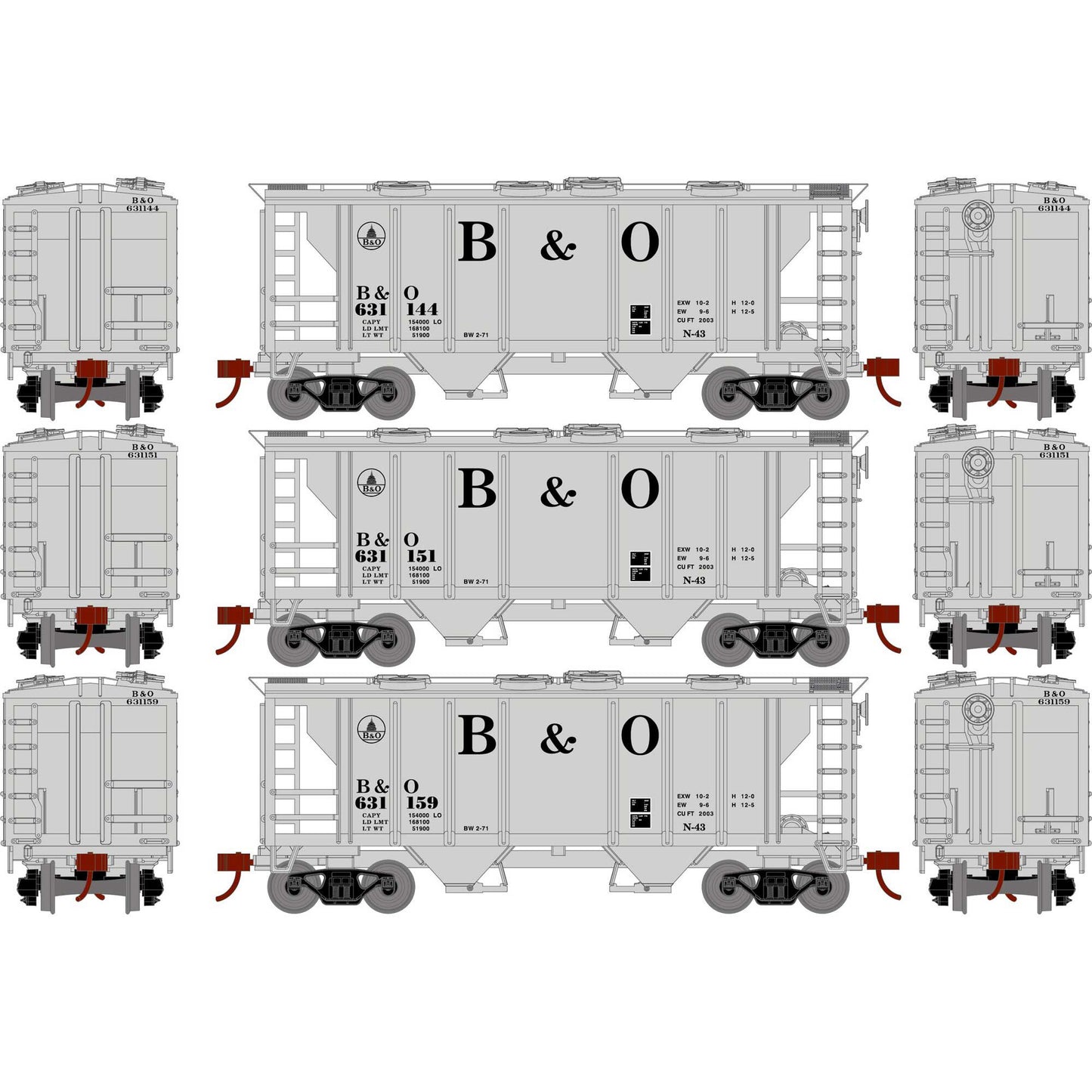 HO PS-2 2003 2-Bay Hopper  B&O (3)