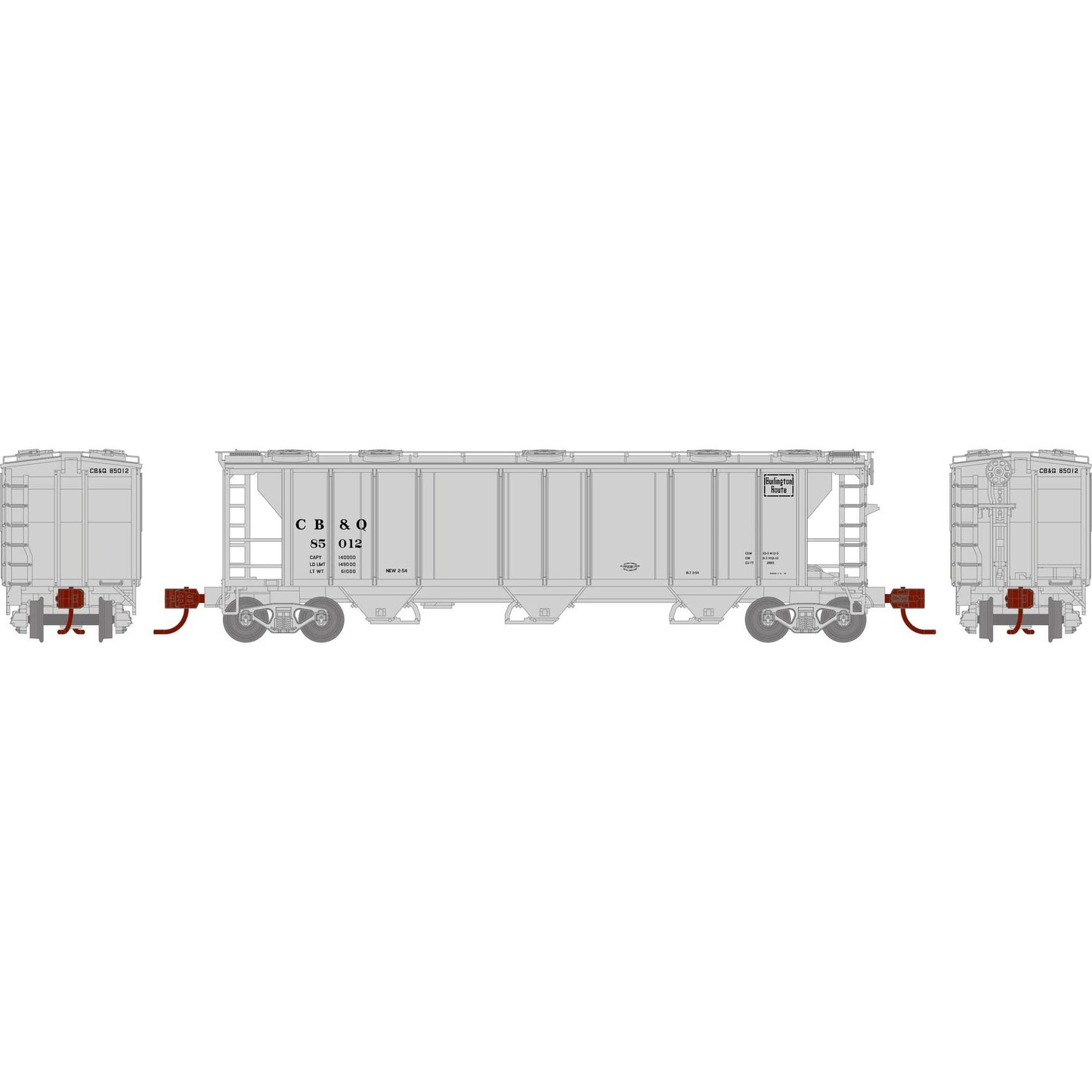 N PS-2 2893 3-Bay Covered Hopper  CB&Q #85012