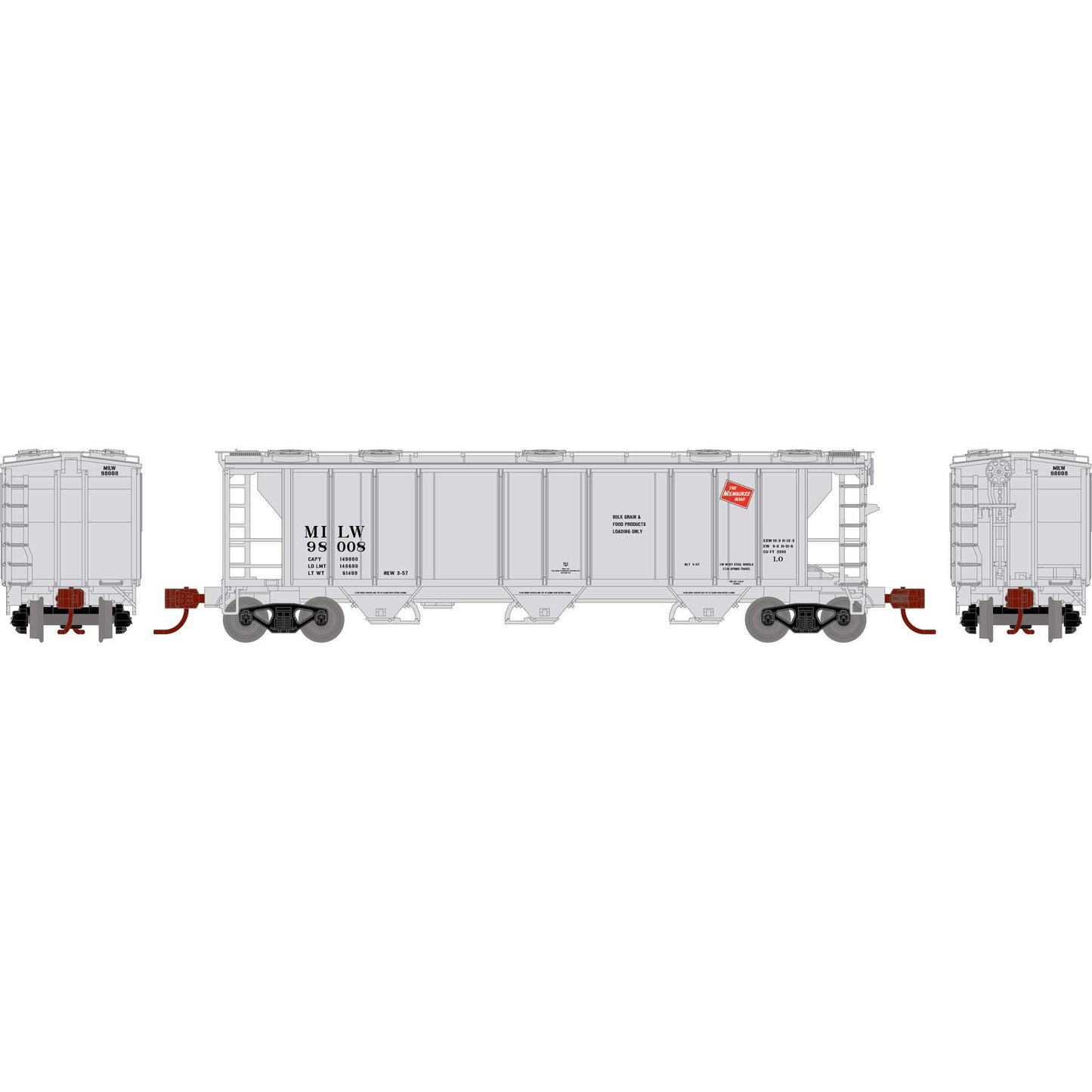 N PS-2 2893 3-Bay Covered Hopper  MILW #98008