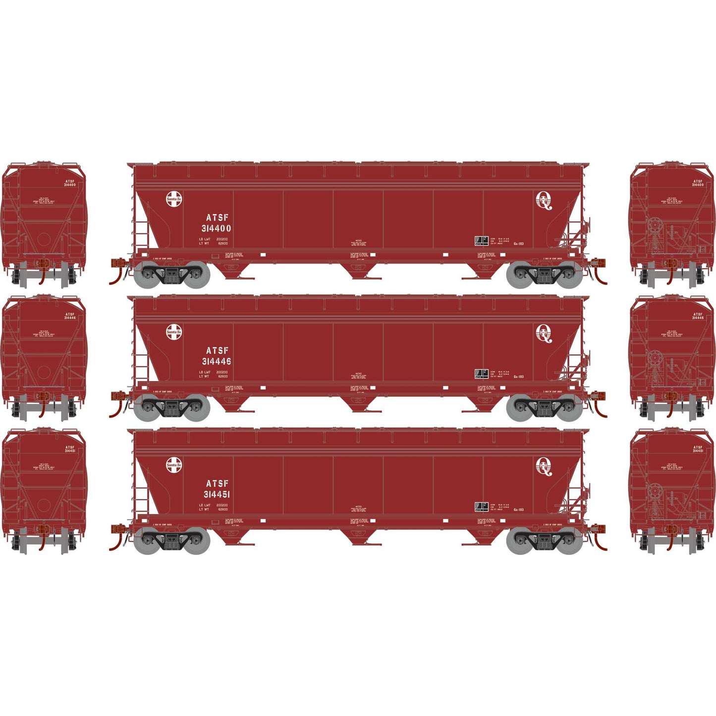 HO ACF 4600 3-Bay Center Flow Hopper  ATSF (3)