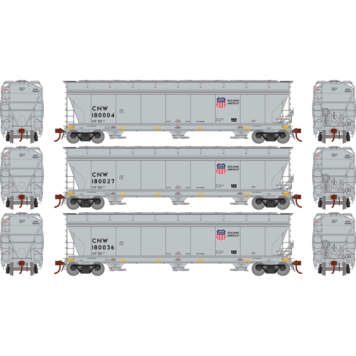 HO ACF 4600 3-Bay Center Flow Hopper  C&NW (3)