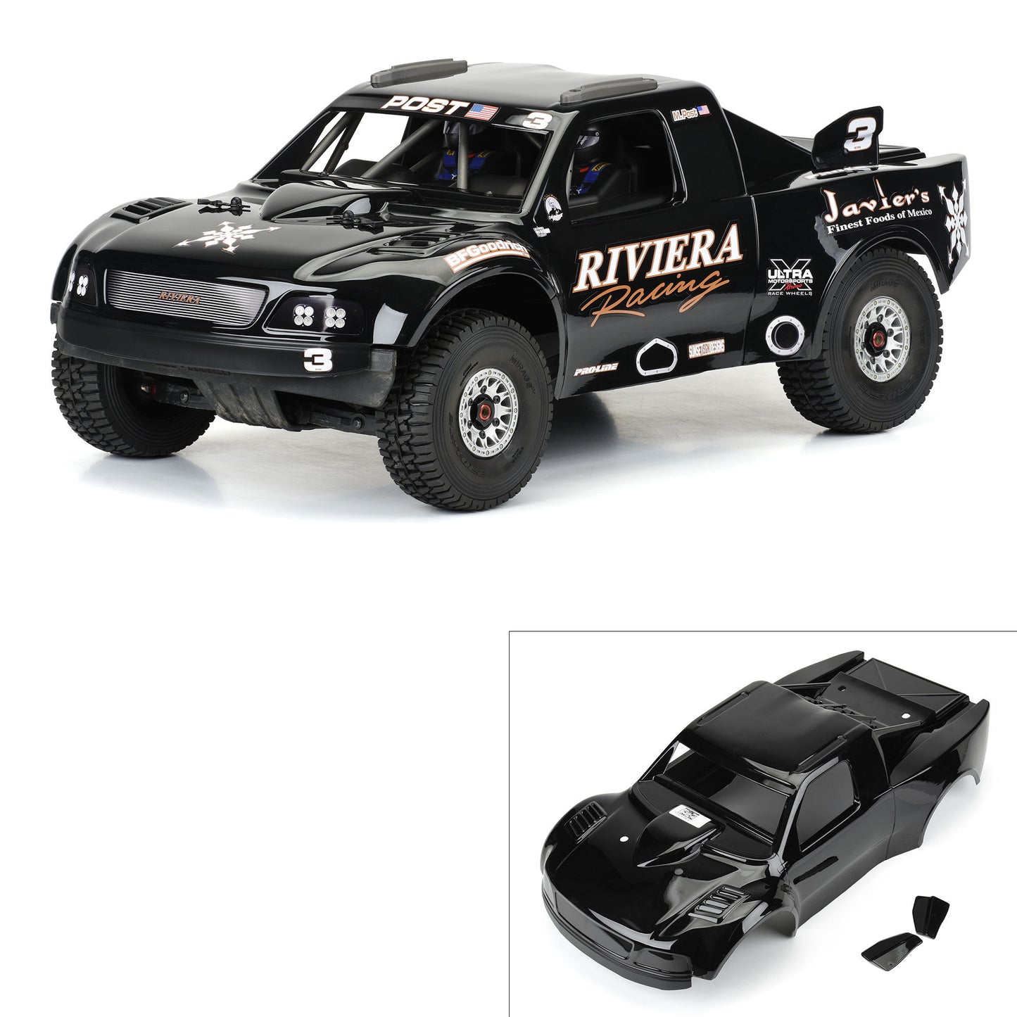 1/7 Pre-Cut 1997 Ford F-150 Trophy Truck Riviera Black Body: Mojave