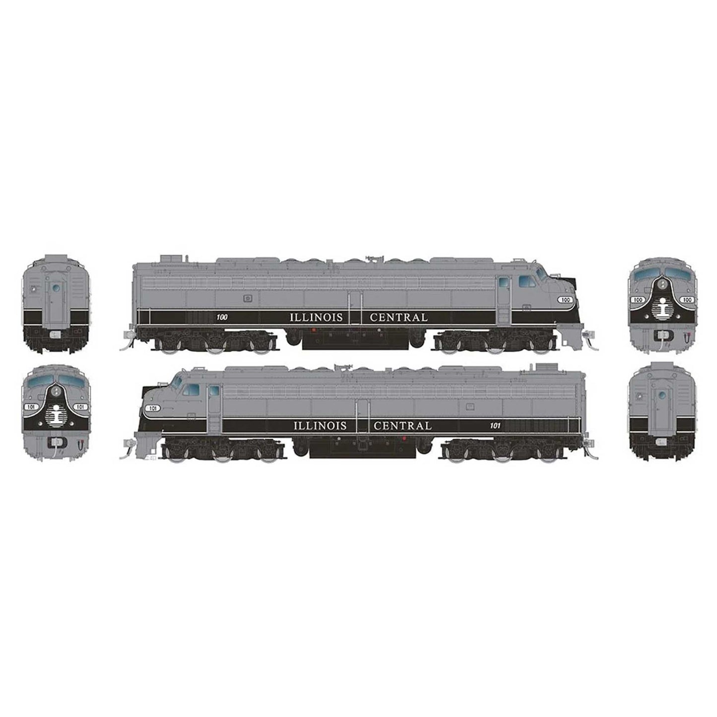 HO EMD E8A + E8A with HEP Locomotive Set with DCC & Sound  IC #100 101