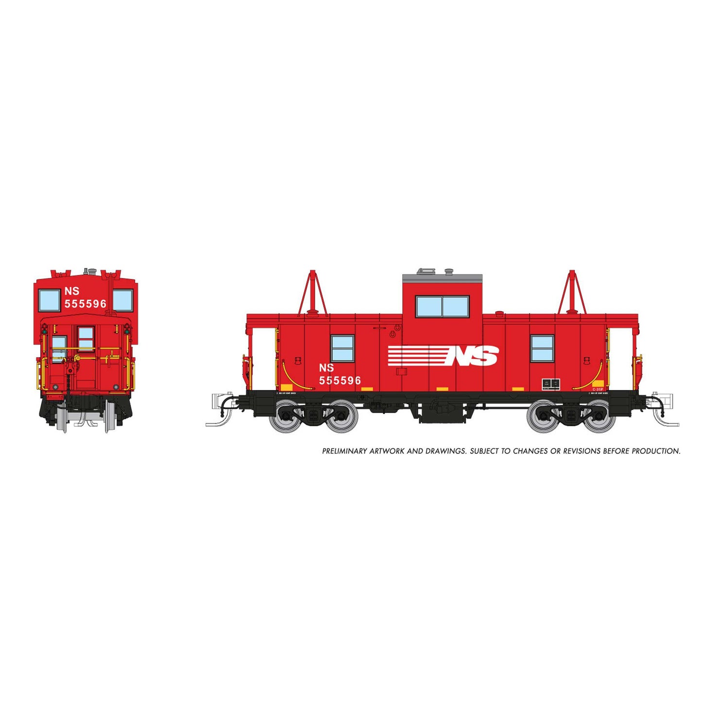 N Wide Vision Caboose  Norfolk Southern #555596