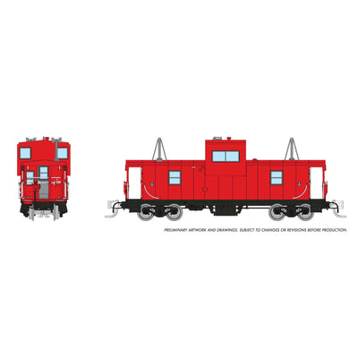 N Wide Vision Caboose  Painted Unlettered Red