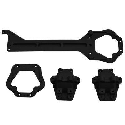 Front and Rear Upper Chassis Diff Covers Black: Traxxas LaTraxx