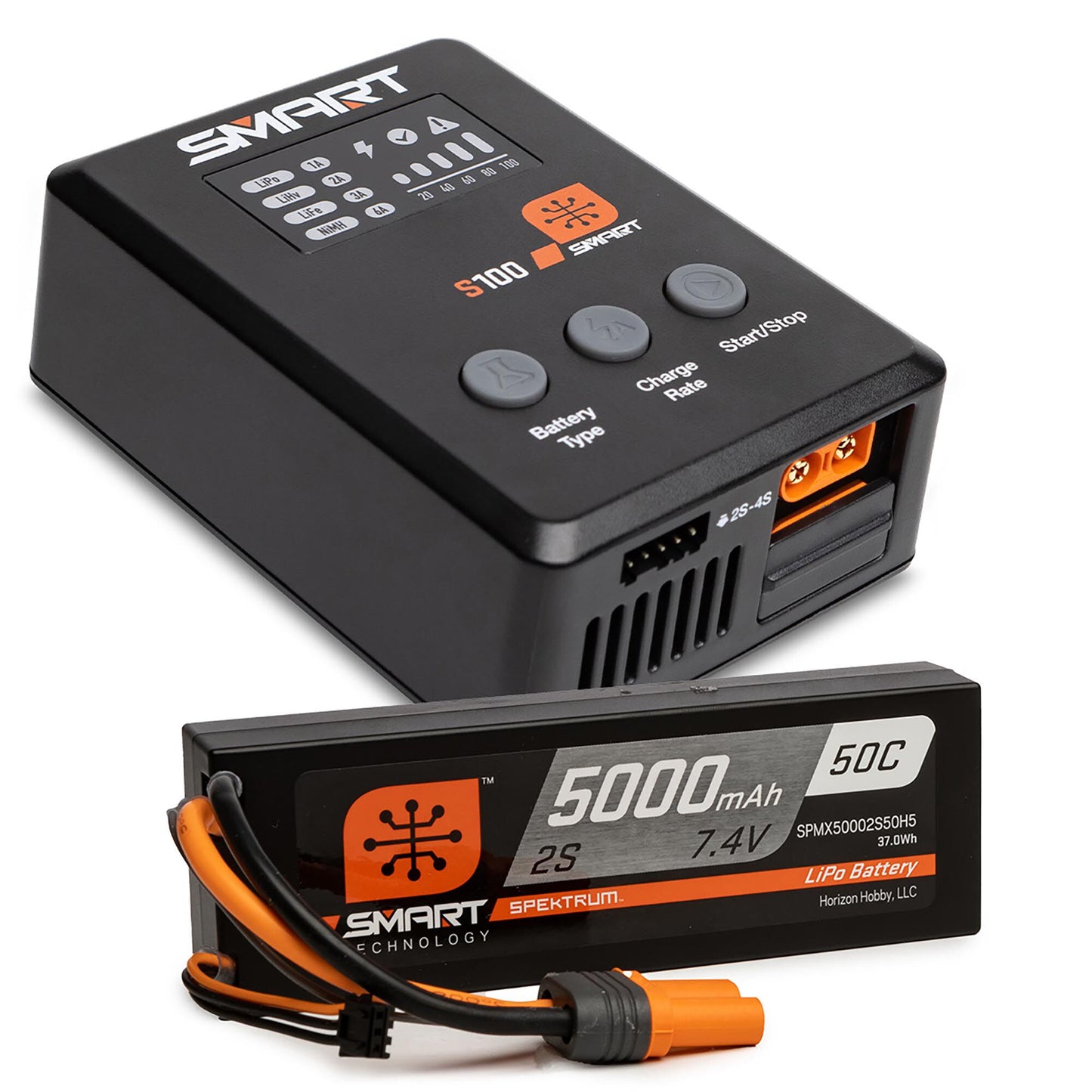 Smart Powerstage Surface Bundle: 5000mAh 2S 50C LiPo Battery (IC5) / 100W S100 Charger