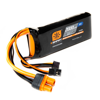 7.4V 2000mAh 2S 15C Smart LiPo Receiver Battery: Universal Receiver  IC3