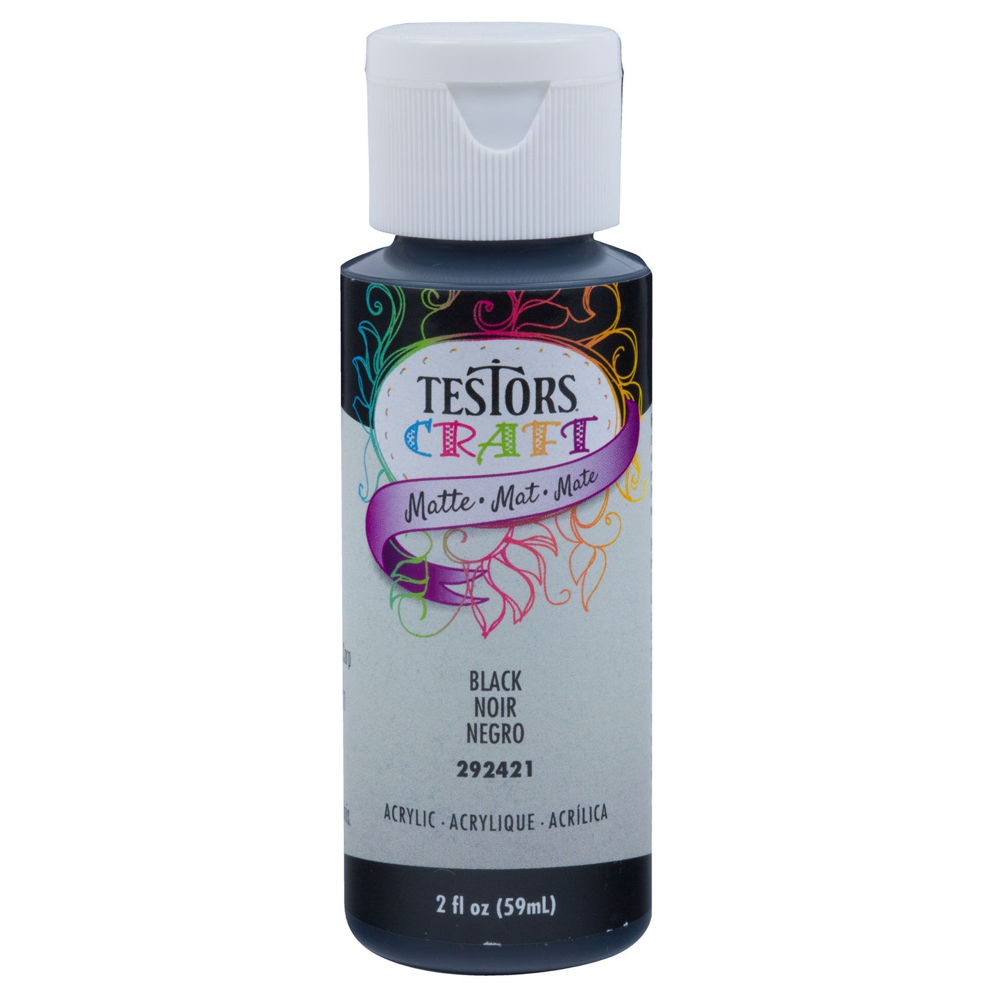 Testors Acrylic Craft Paint  Matte Black (2oz)