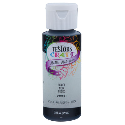 Testors Acrylic Craft Paint  Matte Black (2oz)