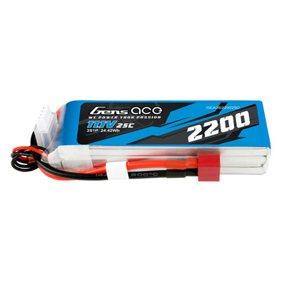 Gens Ace - 1042 - 2200mAh 3S1P 11.1V 25C LiPo Deans Plug Soft Case 106x33x21mm