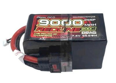 Gens Ace - 1636 - Redline 9000mAh 2S6P 7.4V 200C  LiPo Battery with QS8 Plug for Drag Race Car