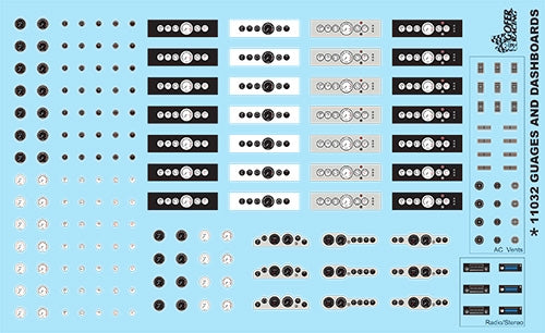 Gofer Racing Gauges & Dashboard Model Car Decal Sheet 1/24