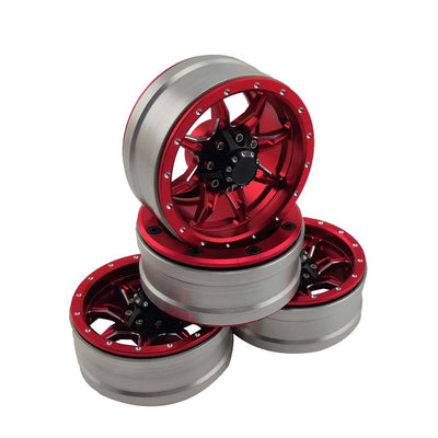 Hobby Details 1.9" Aluminum Beadlock Wheels  - Spider (4) (Red)