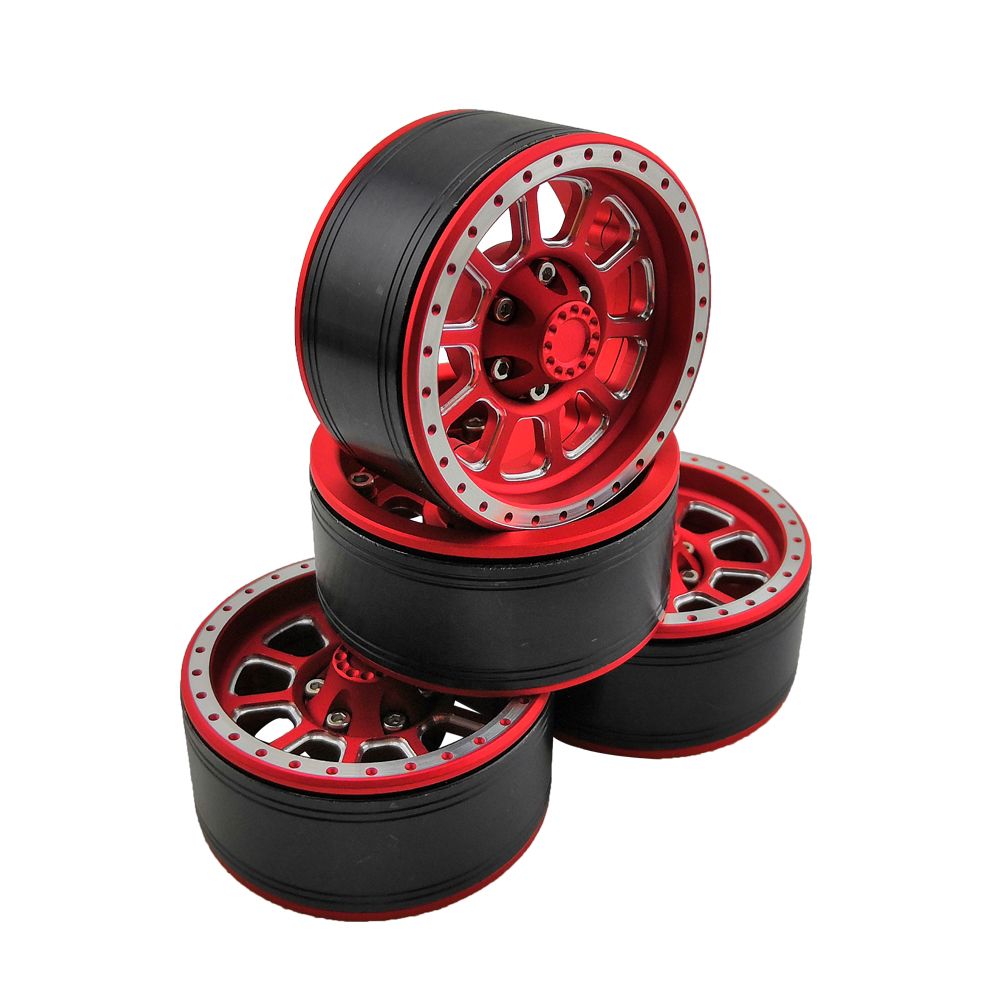 Hobby Details 1.9" Aluminum Beadlock Wheels  - Ten (4) (Red)