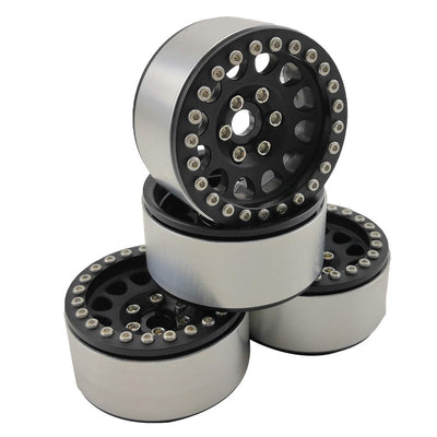 Hobby Details 1.9" Aluminum Beadlock Wheels  - M105 Black (4) (Black Ring)