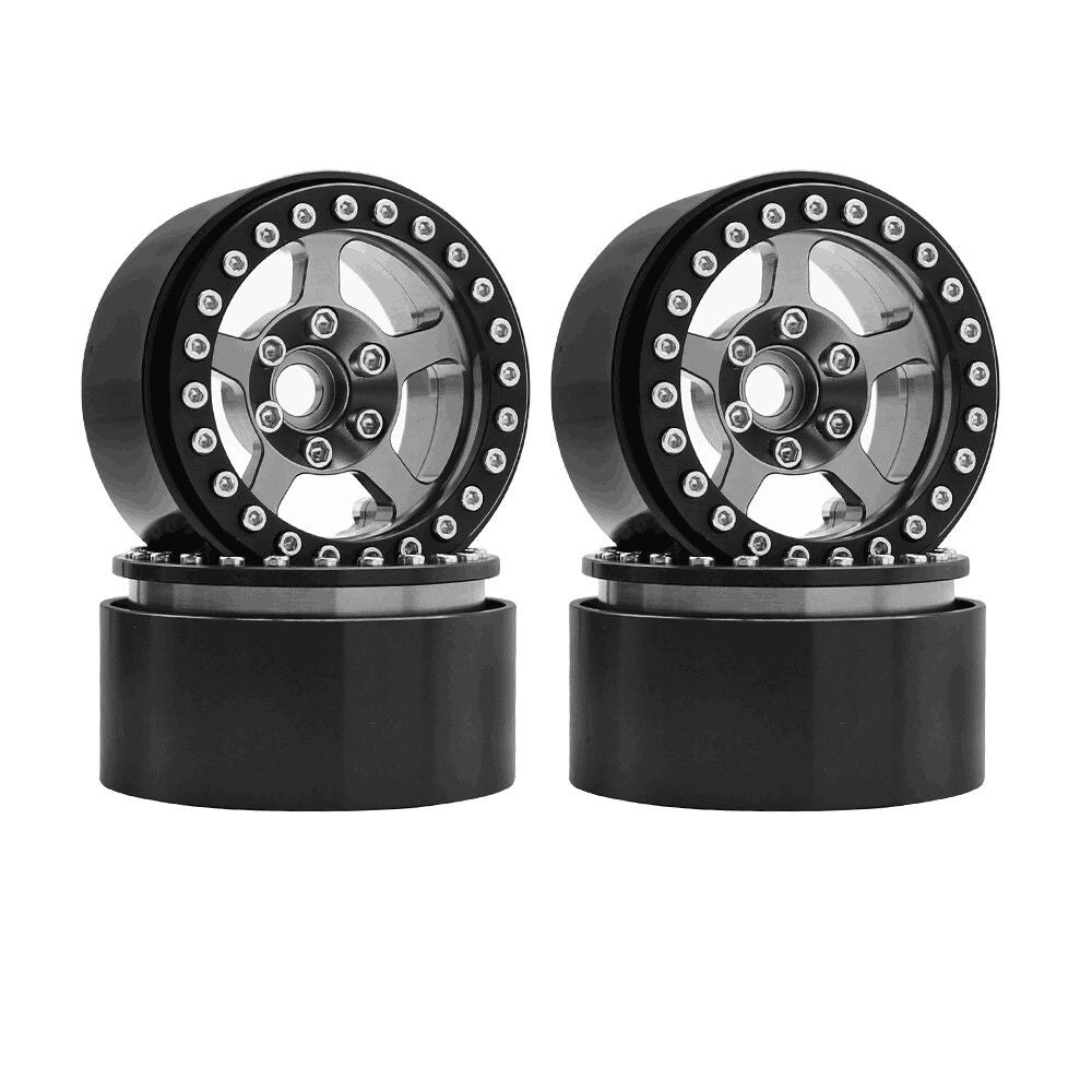 Hobby Details 1.9" Aluminum Beadlock Wheels  - 5 Stars (4) (Black Ti)