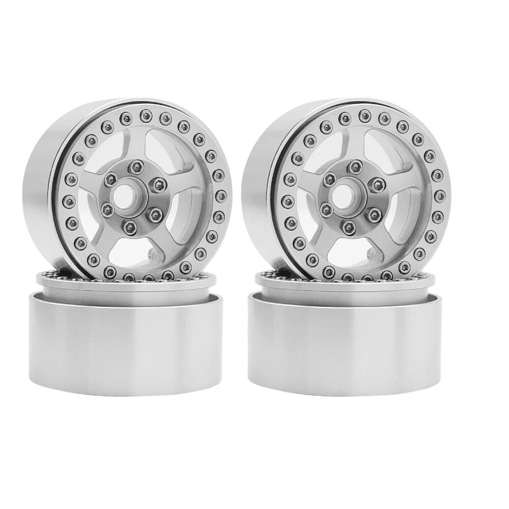 Hobby Details 1.9" Aluminum Beadlock Wheels  - 5 Stars (4) (Silver)