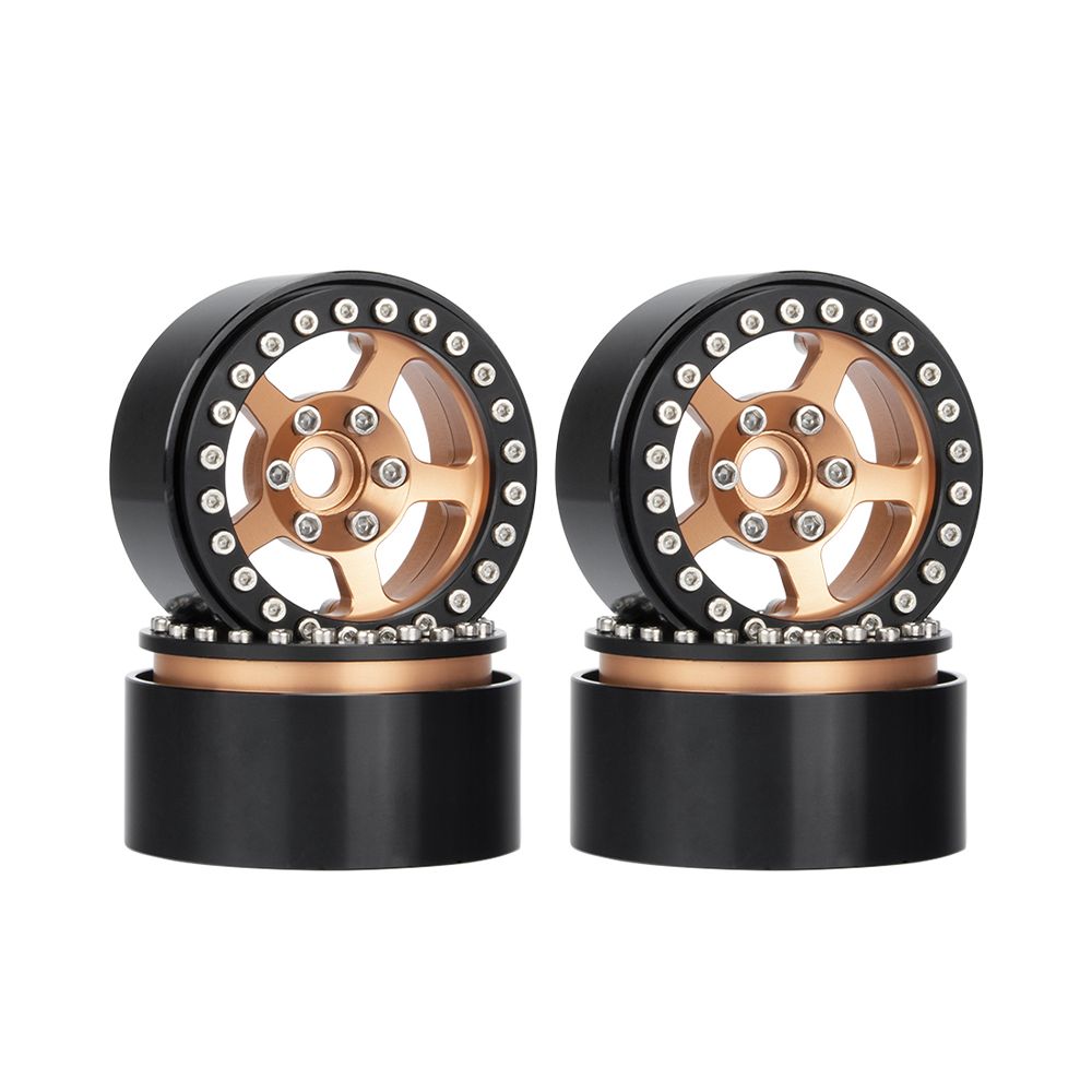 Hobby Details 1.9" Aluminum Beadlock Wheels  - 5 Stars (4) (Black Old Brass)