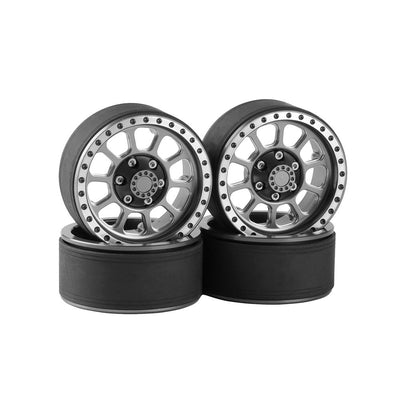 Hobby Details 1.9" Aluminum Beadlock Wheels  - Flower 10 Style (4) (Gun Metal)