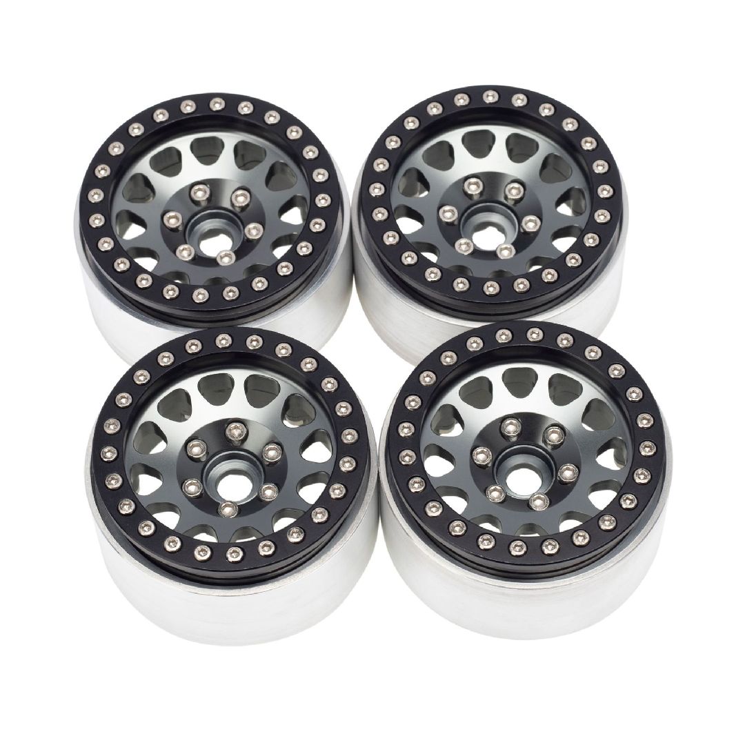 Hobby Details 1.9" Aluminum Triangle-Round Beadlock Crawler Wheels - Grey (4)