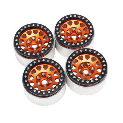 Hobby Details 1.9" Aluminum Triangle-Round Beadlock Crawler Wheels - Orange (4)