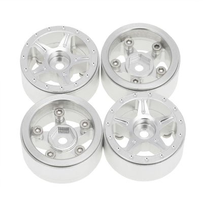 Hobby Details 1.0" CNC Aluminum Starfish-Pro Beadlock Wheels (4)(Silver)