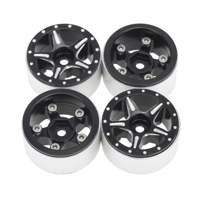 Hobby Details 1.0" CNC Aluminum Starfish-Pro Beadlock Wheels (4)(Black)