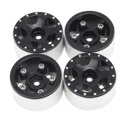 Hobby Details 1.0" CNC Aluminum Starfish Beadlock Wheels (4)(Black)