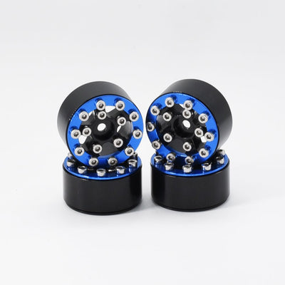 Hobby Details 1.0" CNC Aluminum Screws-Style Beadlock Wheels (4)(Blue)