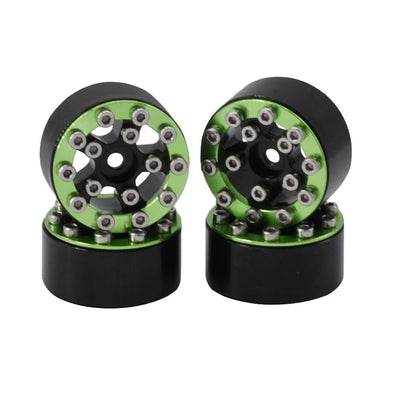 Hobby Details 1.0" CNC Aluminum Screws-Style Beadlock Wheels (4)(Green)