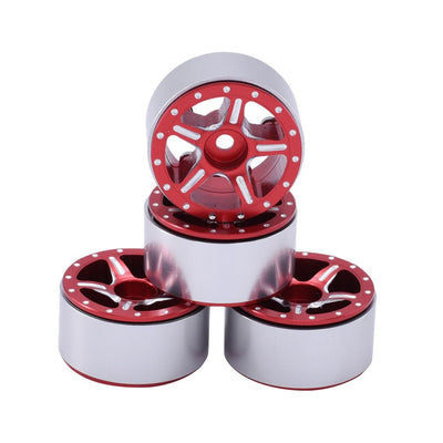 Hobby Details 1.0" CNC Aluminum Starfish-Pro Colorful Beadlock Wheels (4)(Red)
