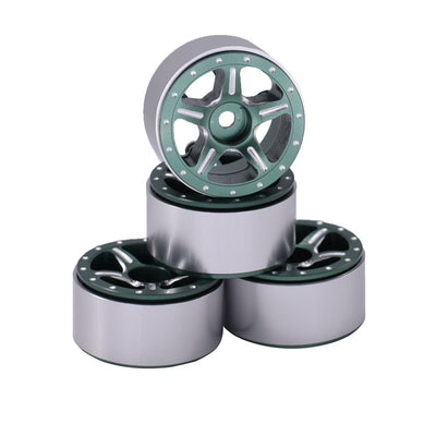 Hobby Details 1.0" CNC Aluminum Starfish-Pro Colorful Beadlock Wheels (4)(Green)