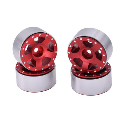 Hobby Details 1.0" CNC Aluminum Starfish Colorful Beadlock Wheels (4)(Red)
