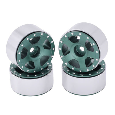 Hobby Details 1.0" CNC Aluminum Starfish Colorful Beadlock Wheels (4)(Green)