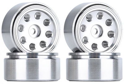 Hobby Details 1.0" CNC Aluminum Flower Eight-holes Beadlock Wheels (4)(Clear/Aluminum)