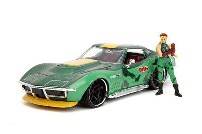 Jada 1/24 "Hollywood Rides" Street Fighter 1969 Corvette Stingray With Cammy - Candy Green