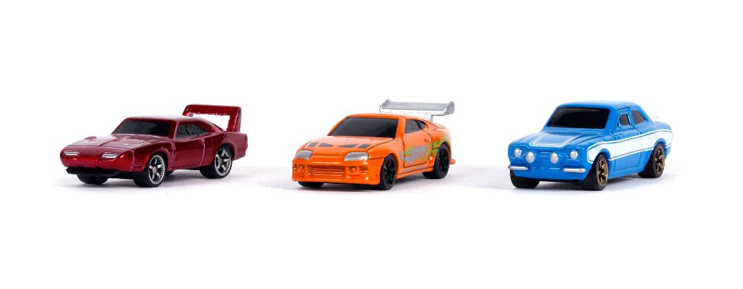 Jada 1.65" "Nano Hollywood Rides" Fast & Furious - Dom's Dodge Charger Daytona - Brian's Toyota Supra - Brian's Ford Escort