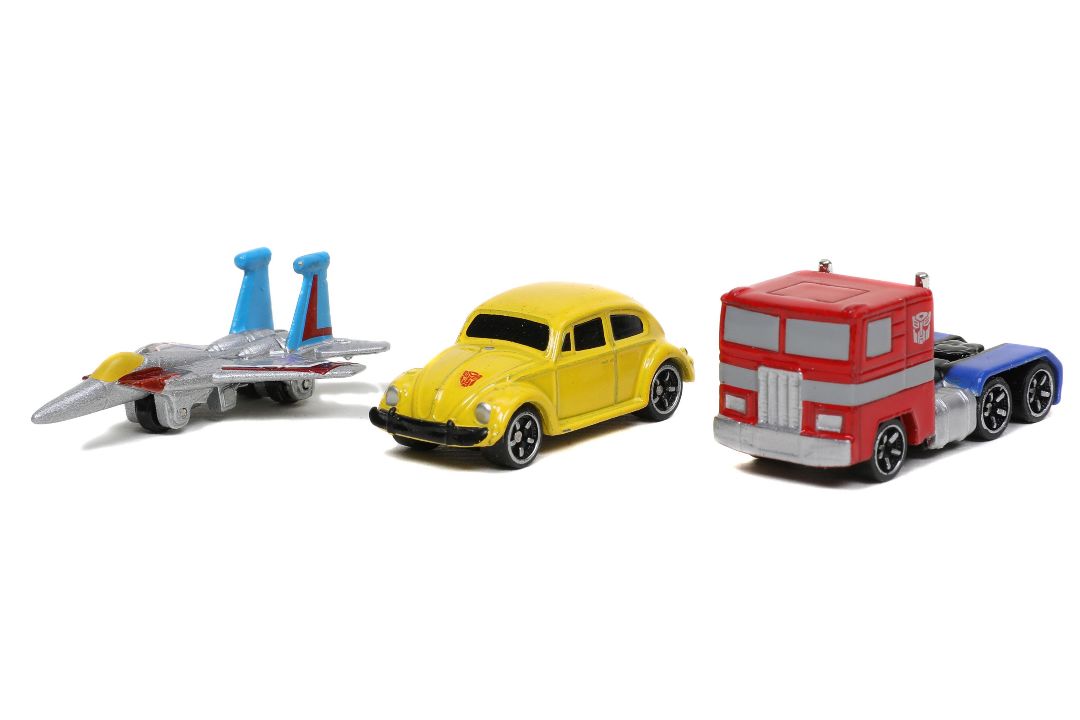 Jada 1.65" "Nano Hollywood Rides" G1 Transformers - Decepticon Starscream - Autobot VW Bumblebee - Autobot Optimus Prime