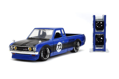 Jada 1/24 "Just Trucks" with Rack 1972 Datsun 620 Pickup - Glossy Blue/Black Stripe