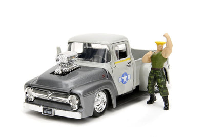 Jada 1/24 "Hollywood Rides" Street Fighter 1956 Ford F-100 With Guile - Glossy Grey