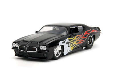 Jada 1/24 "BIGTIME Muscle" 1971 Pontiac GTO Judge - Glossy Black, Flames