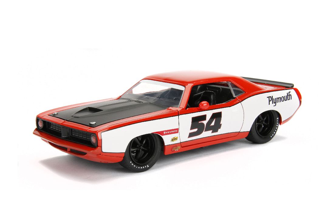 Jada 1/24 "BIGTIME Muscle" 1973 Plymouth Barracuda - Glossy Red/White