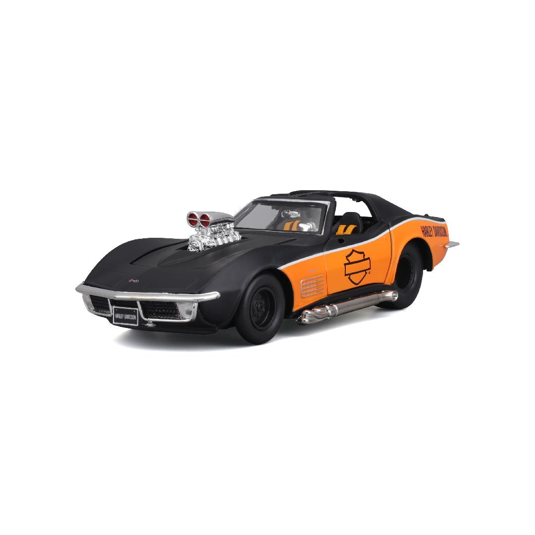 Maisto 1/25 Harley Davidson Custom 1970 Chevy Corvette (Black/Orange)